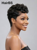 Lace front 13x4 Pixie wig black wavy