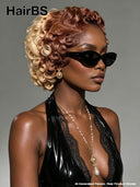Pixie wig Lace front 13x4 blonde with brown highlight
