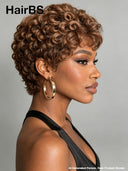 Pixie wig Lace front 13x4 brown finger wave for black woman