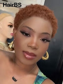 Pixie wig Lace front 13x4 wig afro brown 100% Human Hair