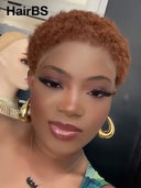 Pixie wig Lace front 13x4 wig afro brown 100% Human Hair