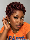 Lace front 13x4 pixie Quick weave burgundy 99J# for black women