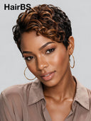 Pixie wig Lace front 13x4 brown highlight for black woman