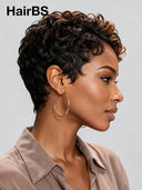 Pixie wig Lace front 13x4 brown highlight for black woman