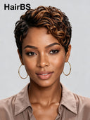 Pixie wig Lace front 13x4 brown highlight for black woman