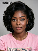 Lace front 13x4 bob wig black wavy