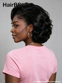 Lace front 13x4 bob wig black wavy