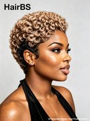 Lace front 13x6 Pixie wig pre-cut finger wave honey