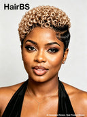 Lace front 13x6 Pixie wig pre-cut finger wave honey