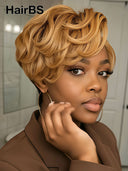 Pixie wig Lace front 13x4 honey wavy 100% Human Hair