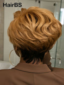 Pixie wig Lace front 13x4 honey wavy 100% Human Hair