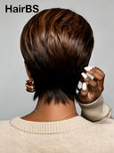 Lace front 13x4 Pixie wig straight with honey bangs