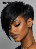 Pixie cut wig Lace front 13x6 HD wig black straight 100% Human Hair
