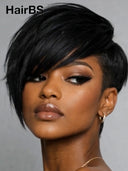 Pixie cut wig Lace front 13x6 HD wig black straight 100% Human Hair