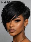 Pixie cut wig Lace front 13x6 HD wig black straight 100% Human Hair