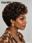 Lace front 13x4 Pixie wig brown highlight curly wave