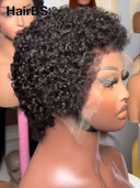 Pixie cut  HD lace wig lace front 13x4 lace curly wave 100% Human Hair for black woman