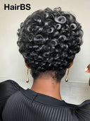 13x4 lace front salt and pepper pixie cut wig finger wave