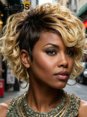 Lace front 13x6 wig Pixie wig honey quick weave 100% Human Hair