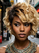 Lace front 13x6 wig Pixie wig honey quick weave 100% Human Hair