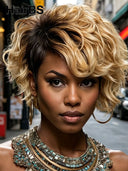 Lace front 13x6 wig Pixie wig honey quick weave 100% Human Hair