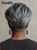 13x4 lace front salt and pepper pixie cut wig side part