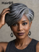 13x4 lace front salt and pepper pixie cut wig side part