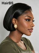 The luxe Straight bob 13X6 lace front Natural Black 100% Human Hair
