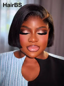 The luxe Straight bob 13X6 lace front Natural Black 100% Human Hair