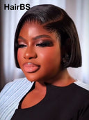 The luxe Straight bob 13X6 lace front Natural Black 100% Human Hair