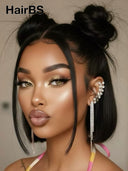 Lace front 13x4 wig Pre-styled Updo 12 inch bob wig 100% Human Hair