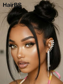 Lace front 13x4 wig Pre-styled Updo 12 inch bob wig 100% Human Hair