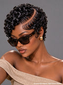 4 Colors Lace front 13x4 pixie wig finger wavy black or gray or brown or burgundy