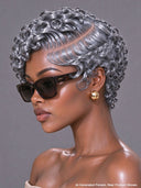4 Colors Lace front 13x4 pixie wig finger wavy black or gray or brown or burgundy