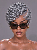 4 Colors Lace front 13x4 pixie wig finger wavy black or gray or brown or burgundy