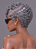4 Colors Lace front 13x4 pixie wig finger wavy black or gray or brown or burgundy