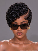 4 Colors Lace front 13x4 pixie wig finger wavy black or gray or brown or burgundy