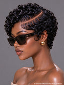 4 Colors Lace front 13x4 pixie wig finger wavy black or gray or brown or burgundy