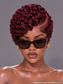 4 Colors Lace front 13x4 pixie wig finger wavy black or gray or brown or burgundy