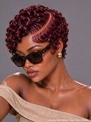 4 Colors Lace front 13x4 pixie wig finger wavy black or gray or brown or burgundy