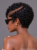 4 Colors Lace front 13x4 pixie wig finger wavy black or gray or brown or burgundy