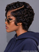 Lace front 13x4 pixie wig finger wave 4 Colors for black women
