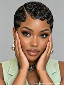 Lace front 13x4 pixie side part wig Quick weav