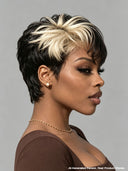13x4 lace front Wig blonde highlight pixie cut wig