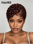Lace front 13x4 pixie wig finger wave brown or burgundy
