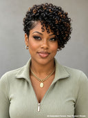 Lace front 13x4 pixie wig curly wave brown highlight side part