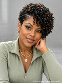 Lace front 13x4 pixie wig curly wave brown highlight side part