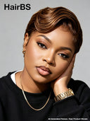 Lace front 13x4 pixie wig Brown side part for black women
