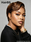 Lace front 13x4 pixie wig Brown side part for black women