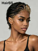 Pixie wig Lace front 13x4 honey highlight